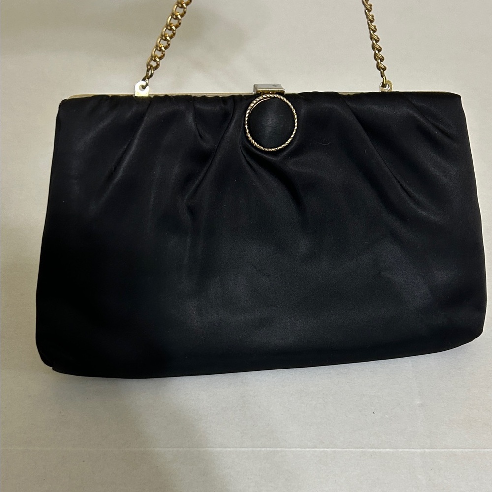 Elegant Black Clutch with Gold Chain